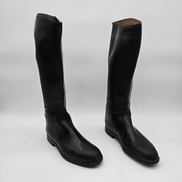 Aigle Black tall leather lined waterproof rain riding boots 41/9 - Picture 4 of 14